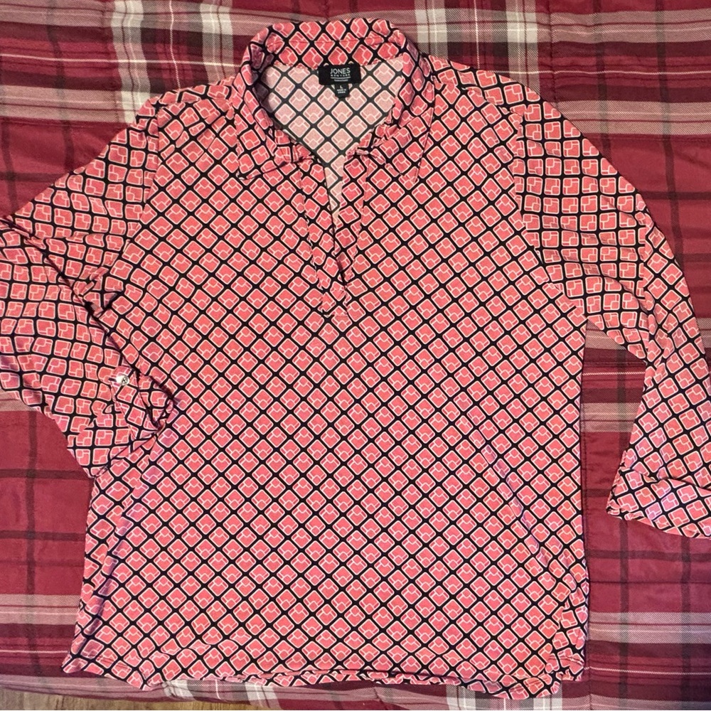 Jones New York Pink and Black Diamond Blouse